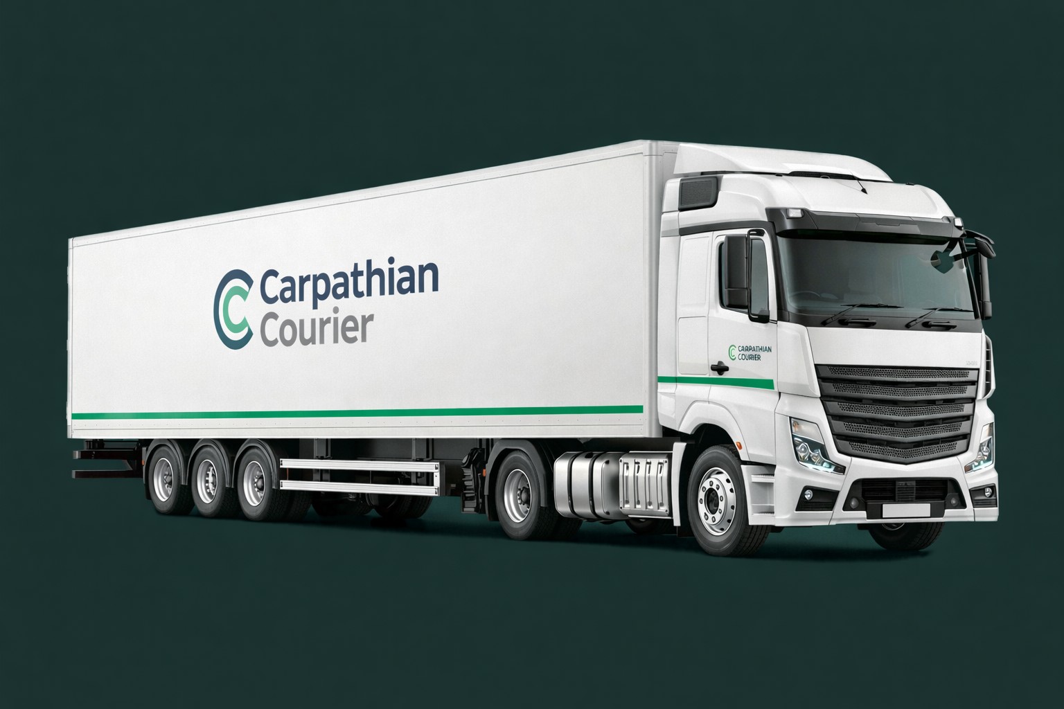 Articulated trailer with Carpathian Courier branding