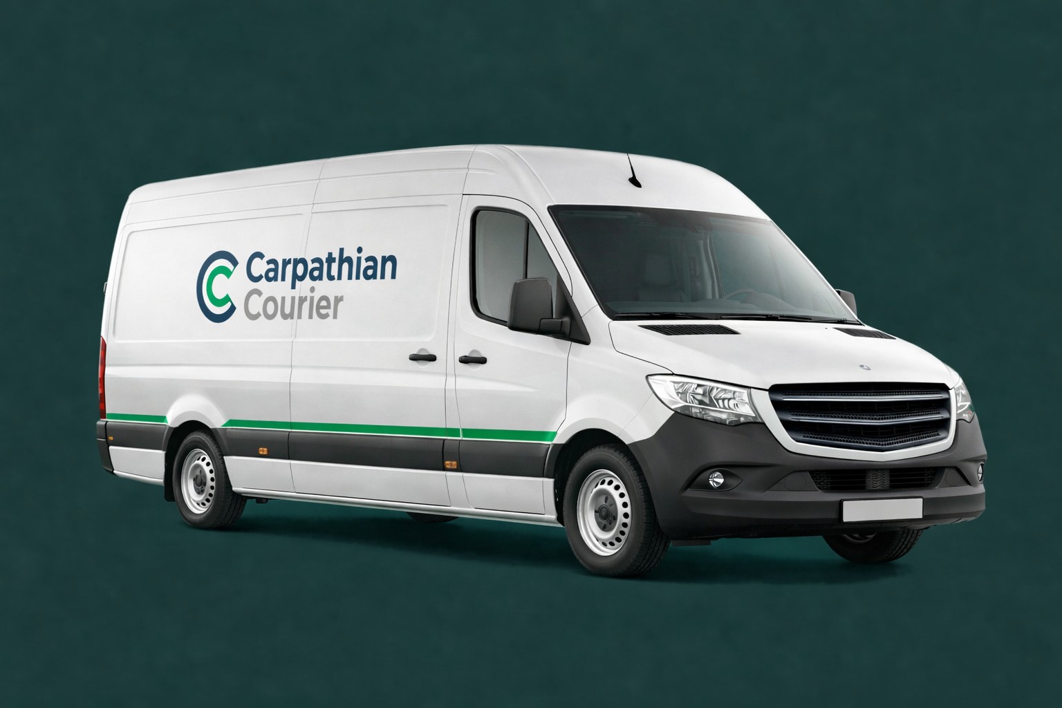 Extra Long Wheel Base van with Carpathian Courier logo
